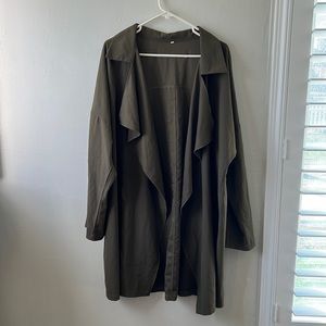 Plus size army green duster jacket